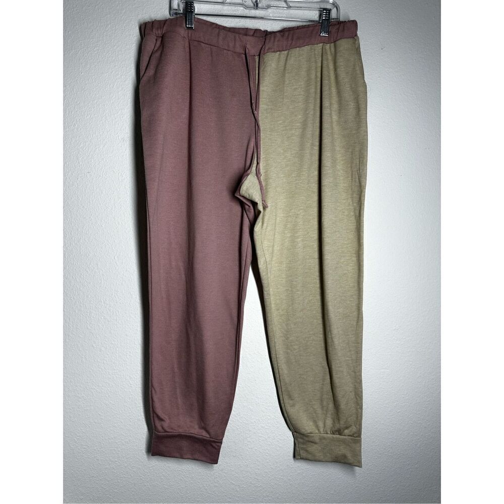Jenni Intimates Two Tone Drawstring Waist Sweatpants SzXXL Pink Tan Made in USA